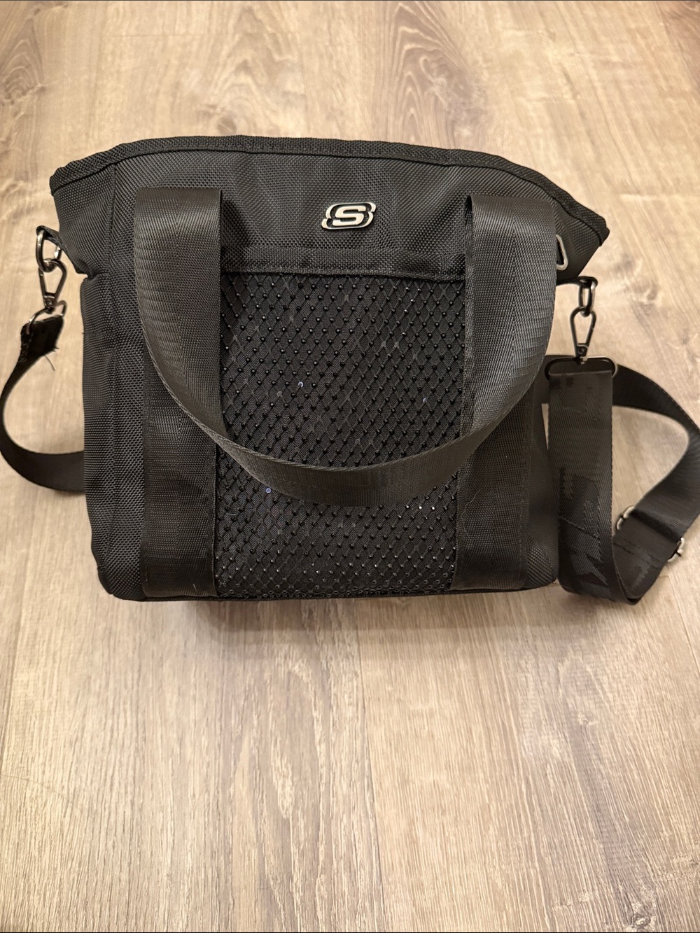 Skechers Black Mesh Front Messenger Bag